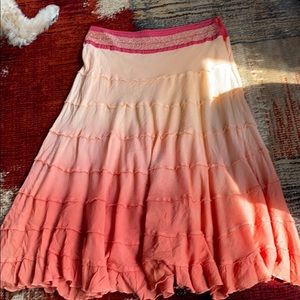 Pink to orange ombré, maxi skirt, with beaded top